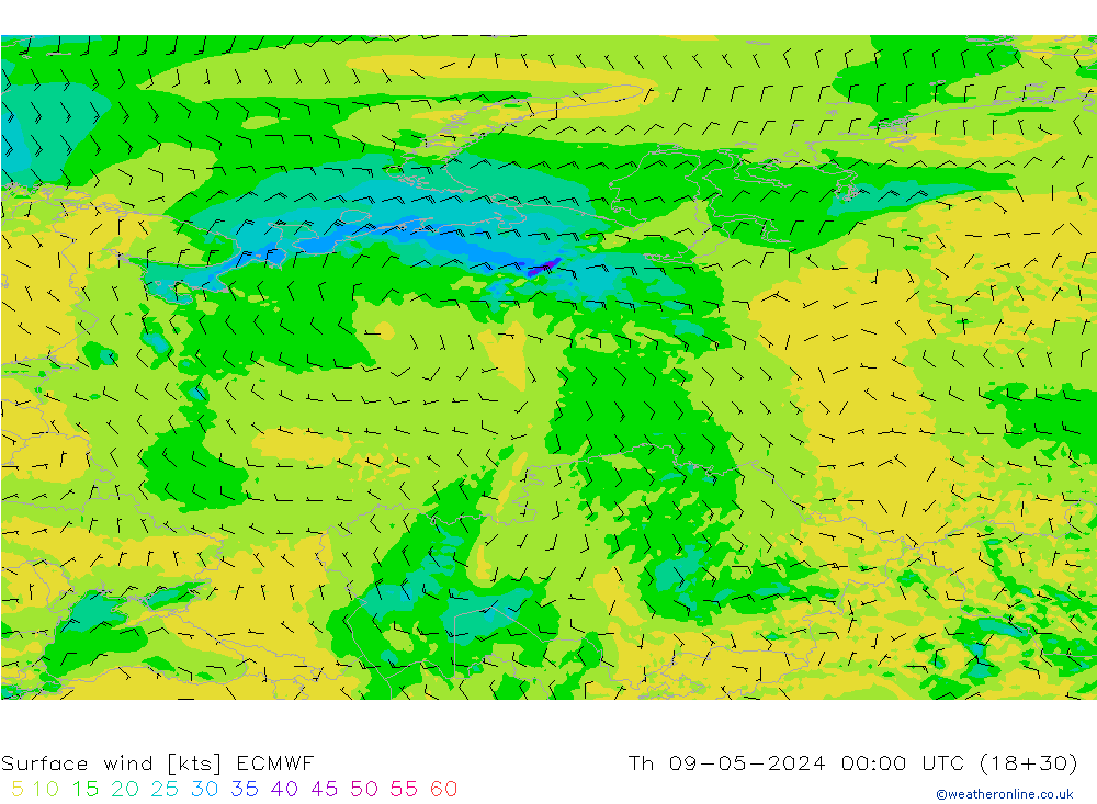 Rüzgar 10 m ECMWF Per 09.05.2024 00 UTC