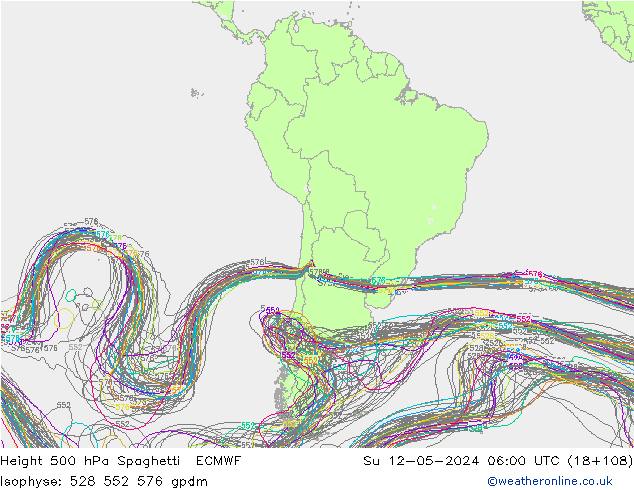 500 hPa Yüksekliği Spaghetti ECMWF Paz 12.05.2024 06 UTC