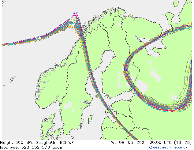 Geop. 500 hPa Spaghetti ECMWF mié 08.05.2024 00 UTC