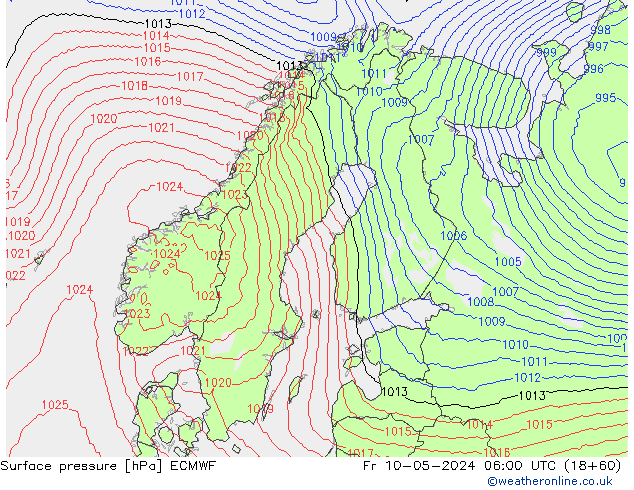 Yer basıncı ECMWF Cu 10.05.2024 06 UTC