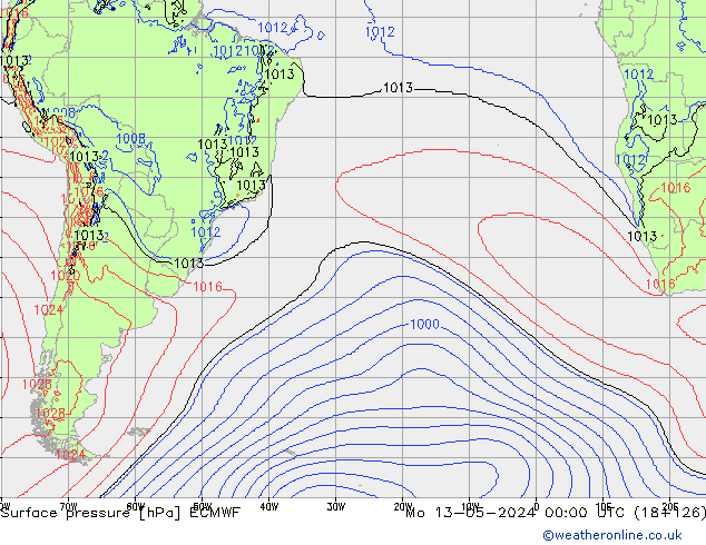 приземное давление ECMWF пн 13.05.2024 00 UTC