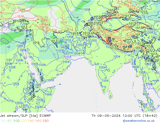 Jet stream/SLP ECMWF Čt 09.05.2024 12 UTC