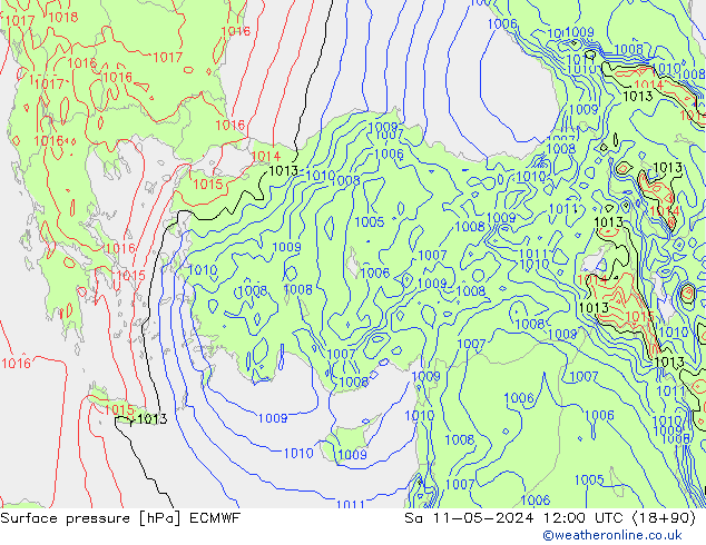 Atmosférický tlak ECMWF So 11.05.2024 12 UTC