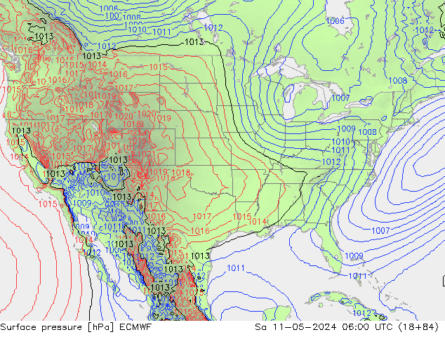 Surface pressure ECMWF Sa 11.05.2024 06 UTC