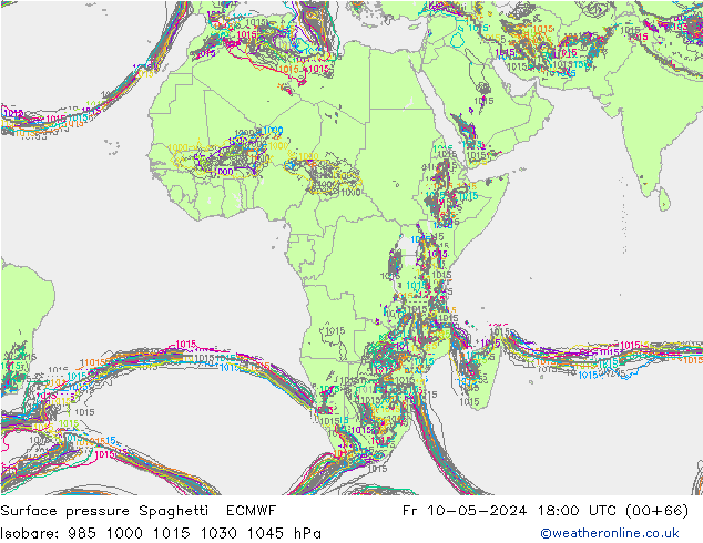 ciśnienie Spaghetti ECMWF pt. 10.05.2024 18 UTC