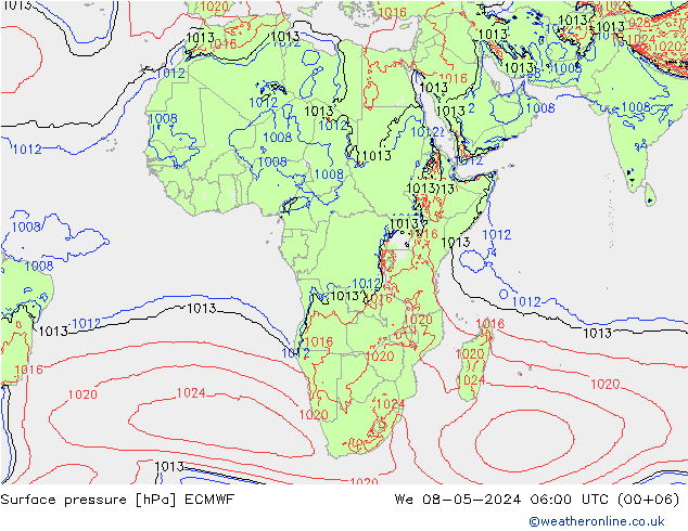 Yer basıncı ECMWF Çar 08.05.2024 06 UTC