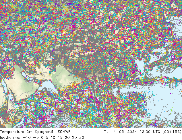 Temperatura 2m Spaghetti ECMWF mar 14.05.2024 12 UTC