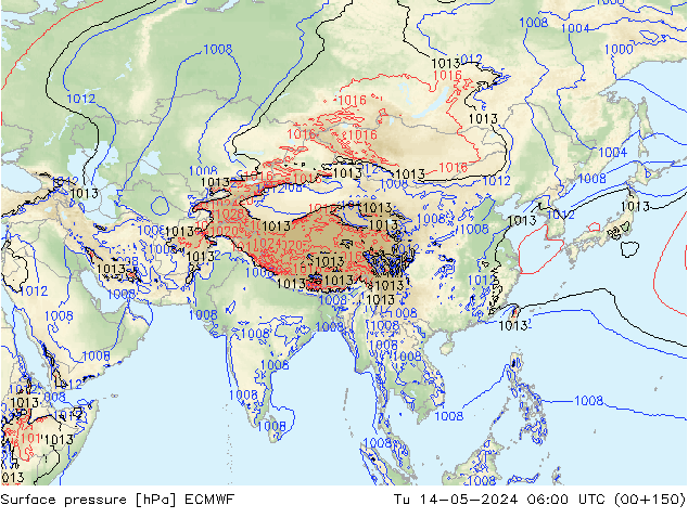 Pressione al suolo ECMWF mar 14.05.2024 06 UTC