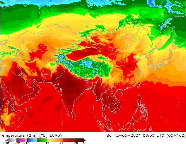 Temperature (2m) ECMWF Su 12.05.2024 06 UTC