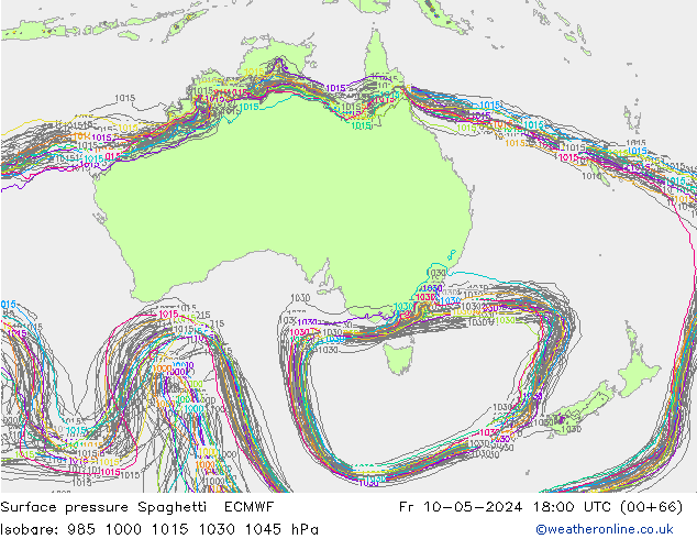 приземное давление Spaghetti ECMWF пт 10.05.2024 18 UTC