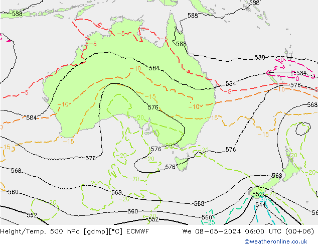Height/Temp. 500 hPa ECMWF śro. 08.05.2024 06 UTC