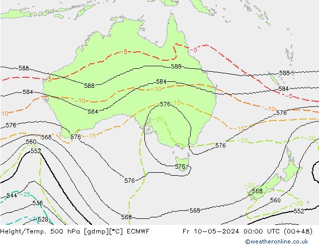 Height/Temp. 500 hPa ECMWF pt. 10.05.2024 00 UTC