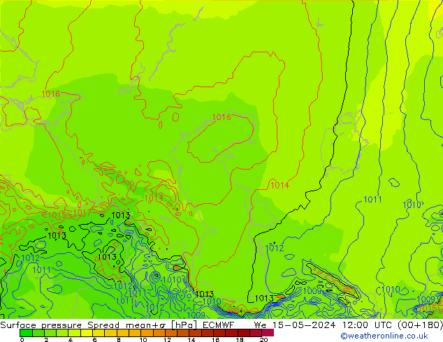 Yer basıncı Spread ECMWF Çar 15.05.2024 12 UTC