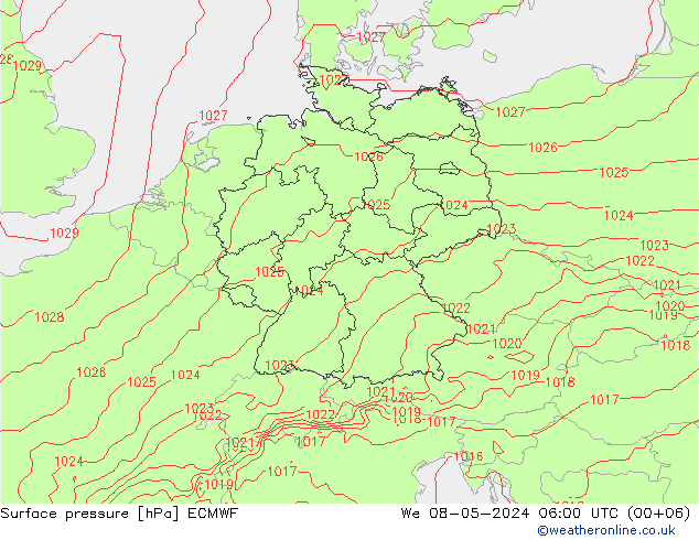 地面气压 ECMWF 星期三 08.05.2024 06 UTC