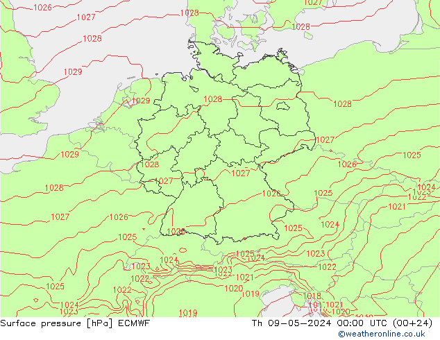 Bodendruck ECMWF Do 09.05.2024 00 UTC