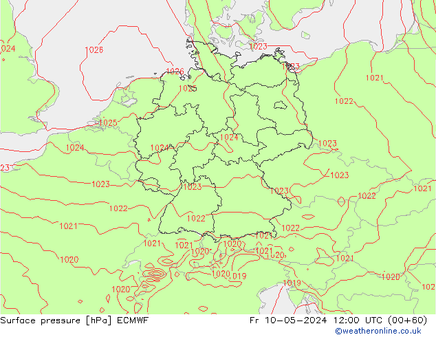 pression de l'air ECMWF ven 10.05.2024 12 UTC