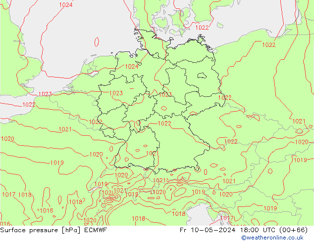 Surface pressure ECMWF Fr 10.05.2024 18 UTC