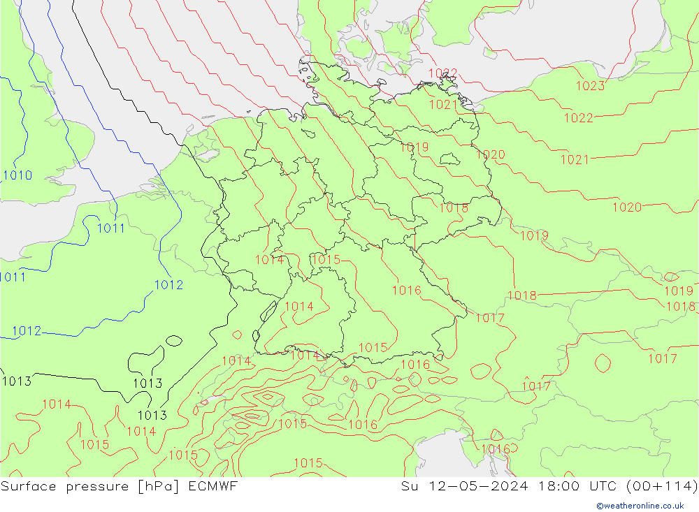 Luchtdruk (Grond) ECMWF zo 12.05.2024 18 UTC