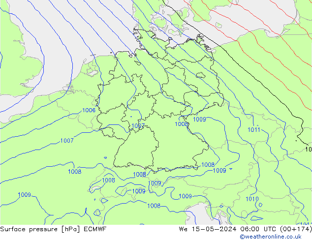 Luchtdruk (Grond) ECMWF wo 15.05.2024 06 UTC