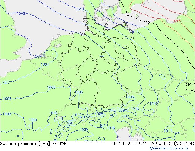 Surface pressure ECMWF Th 16.05.2024 12 UTC