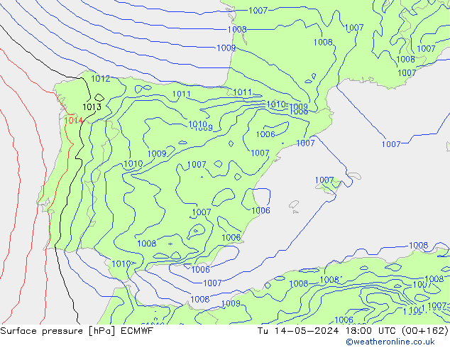 Pressione al suolo ECMWF mar 14.05.2024 18 UTC