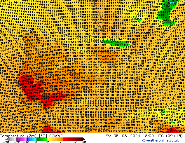 карта температуры ECMWF ср 08.05.2024 18 UTC