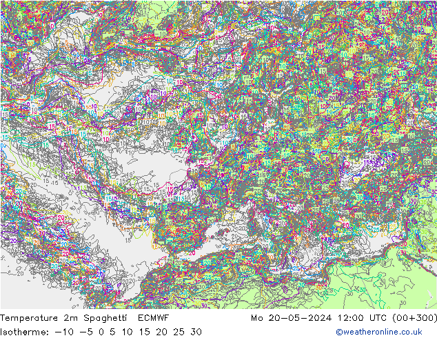 Temperature 2m Spaghetti ECMWF Mo 20.05.2024 12 UTC