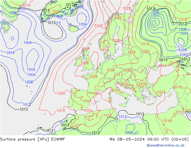 地面气压 ECMWF 星期三 08.05.2024 06 UTC