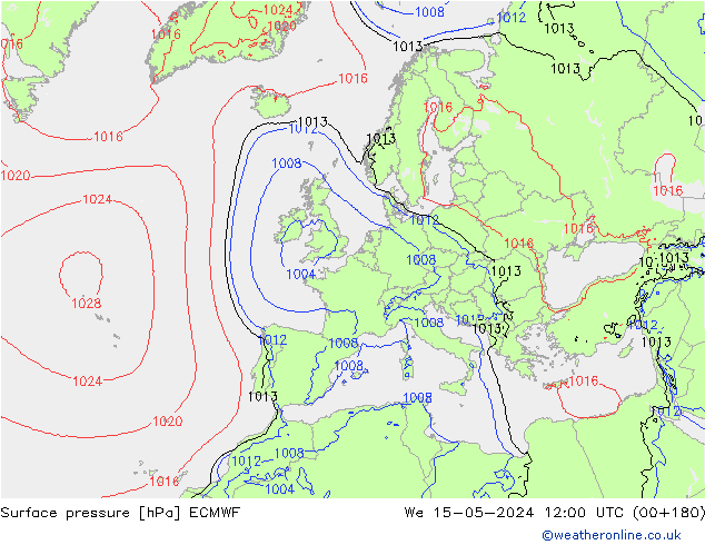 Bodendruck ECMWF Mi 15.05.2024 12 UTC