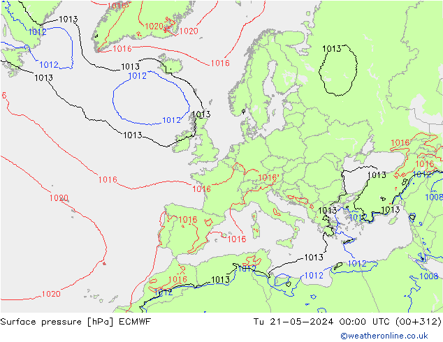 Bodendruck ECMWF Di 21.05.2024 00 UTC