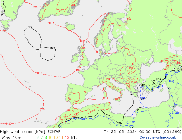 High wind areas ECMWF  23.05.2024 00 UTC