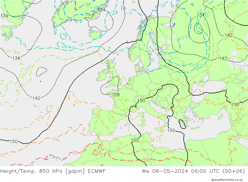 Height/Temp. 850 гПа ECMWF ср 08.05.2024 06 UTC