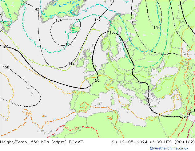 Height/Temp. 850 hPa ECMWF dom 12.05.2024 06 UTC