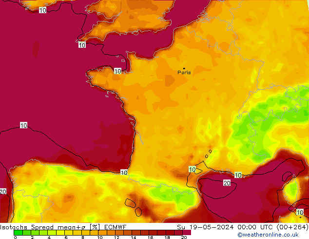 Isotachs Spread ECMWF dim 19.05.2024 00 UTC