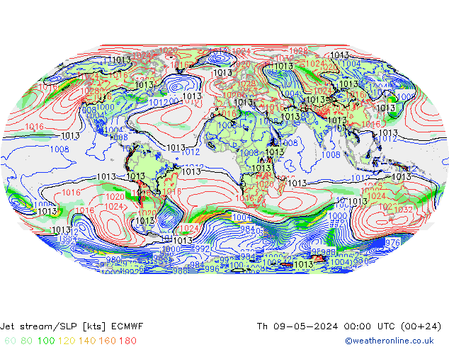 Polarjet/Bodendruck ECMWF Do 09.05.2024 00 UTC