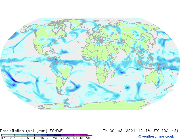 Precipitation (6h) ECMWF Th 09.05.2024 18 UTC