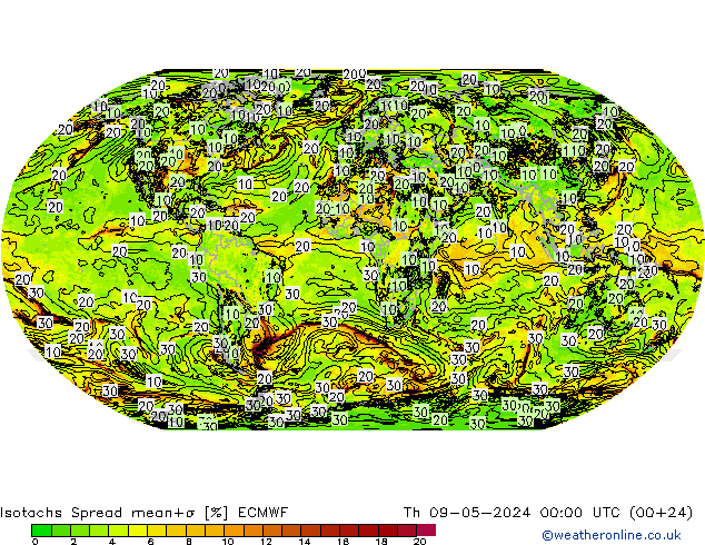 Isotaca Spread ECMWF jue 09.05.2024 00 UTC