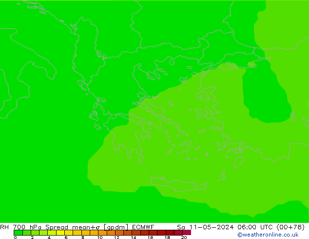 RH 700 hPa Spread ECMWF Sa 11.05.2024 06 UTC