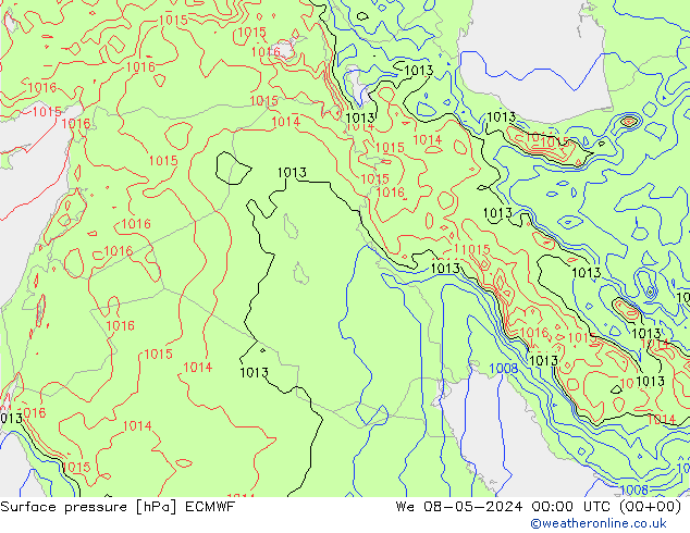 Surface pressure ECMWF We 08.05.2024 00 UTC