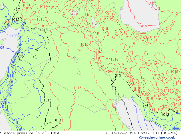 Surface pressure ECMWF Fr 10.05.2024 06 UTC