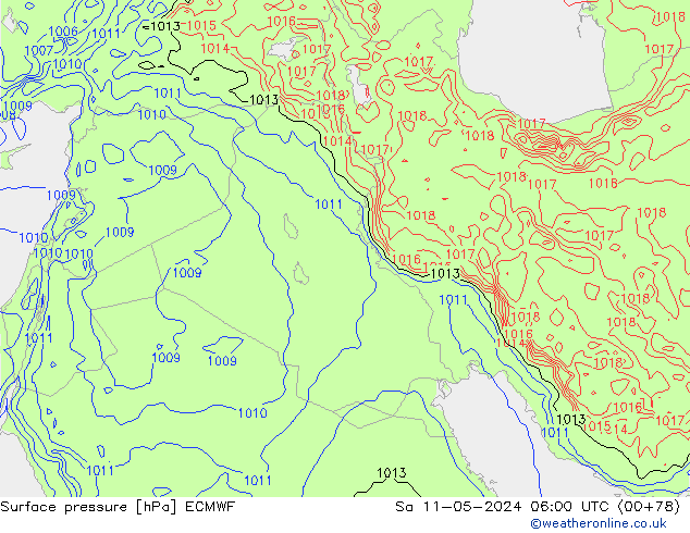 приземное давление ECMWF сб 11.05.2024 06 UTC