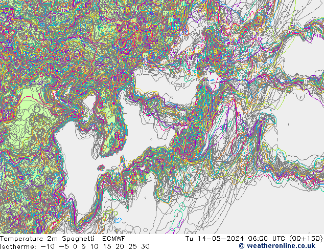 Temperatuurkaart Spaghetti ECMWF di 14.05.2024 06 UTC