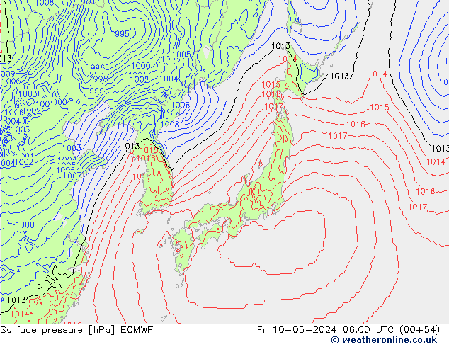 pressão do solo ECMWF Sex 10.05.2024 06 UTC