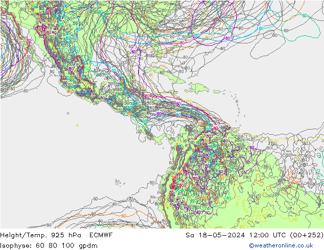 Height/Temp. 925 hPa ECMWF So 18.05.2024 12 UTC