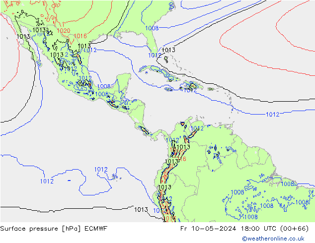 pressão do solo ECMWF Sex 10.05.2024 18 UTC
