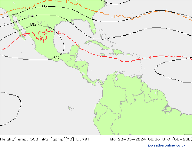 Height/Temp. 500 hPa ECMWF pon. 20.05.2024 00 UTC