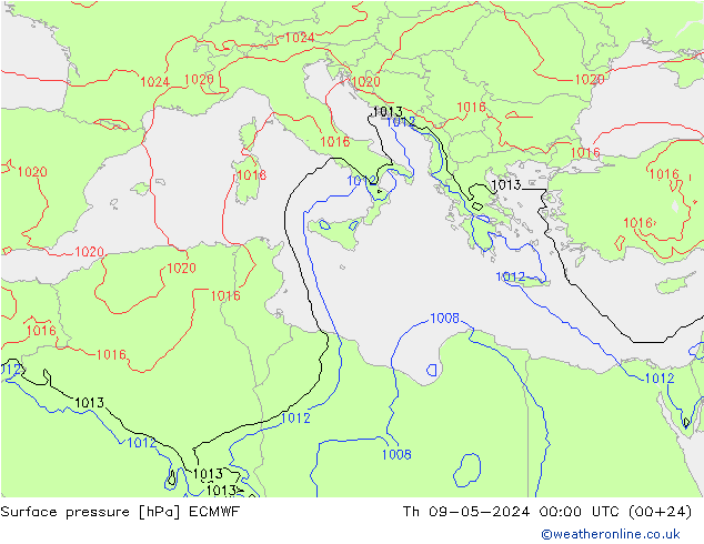 приземное давление ECMWF чт 09.05.2024 00 UTC