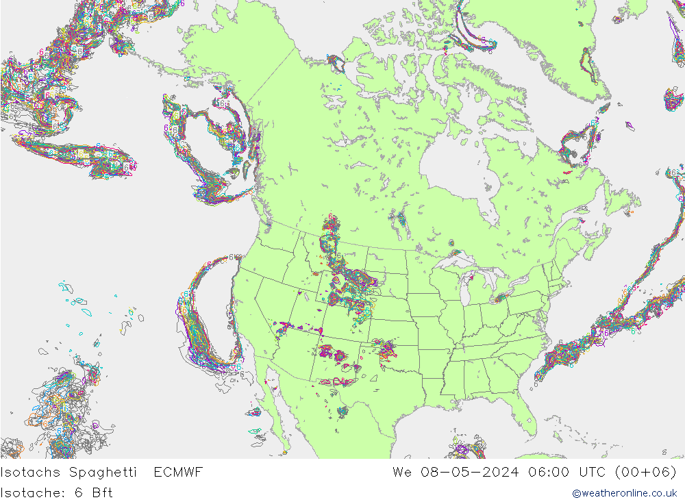 Isotachs Spaghetti ECMWF  08.05.2024 06 UTC