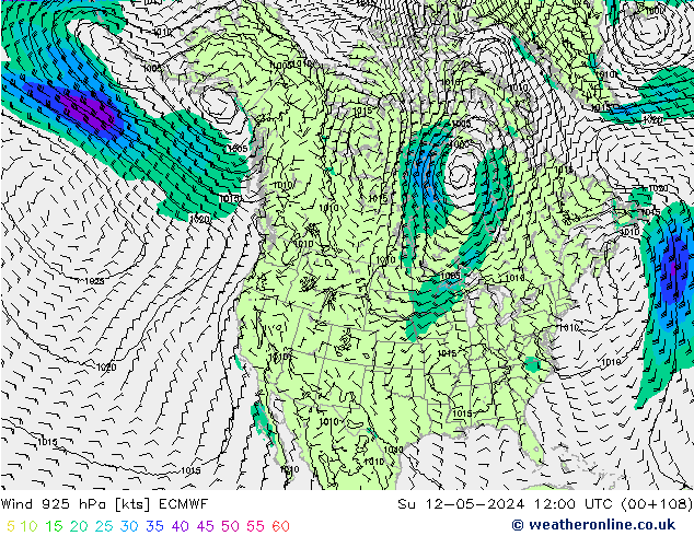 ветер 925 гПа ECMWF Вс 12.05.2024 12 UTC