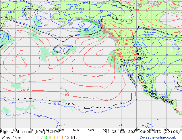Windvelden ECMWF wo 08.05.2024 06 UTC
